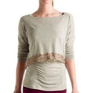 NWT LOLË Anada Taupe Crop Top Size S